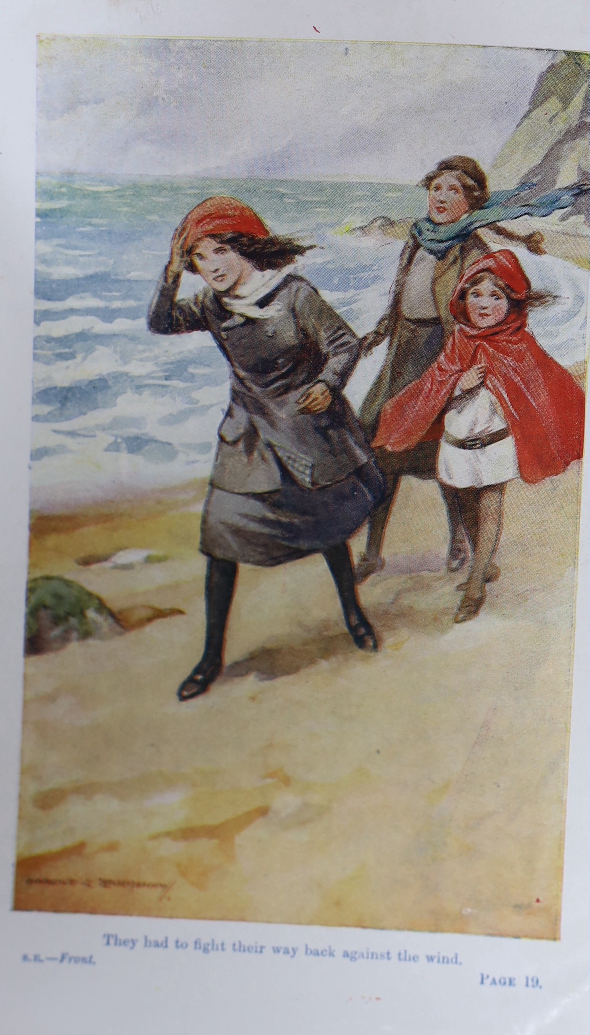 Original Artwork - Harold C. Earnshaw (1886-1937) - A set of four coloured illustrations for At School with the Roundheads, by Elsie Jeanette Oxenham, signed, 29 x 18.5cms., framed, together with a copy of the book, [191